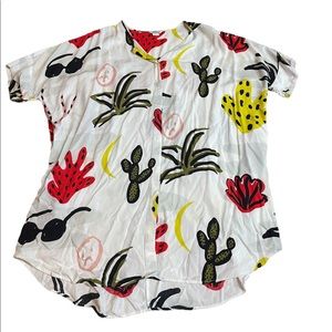 Monki | Oversized Button Down Cacti Summer Dress Shirt